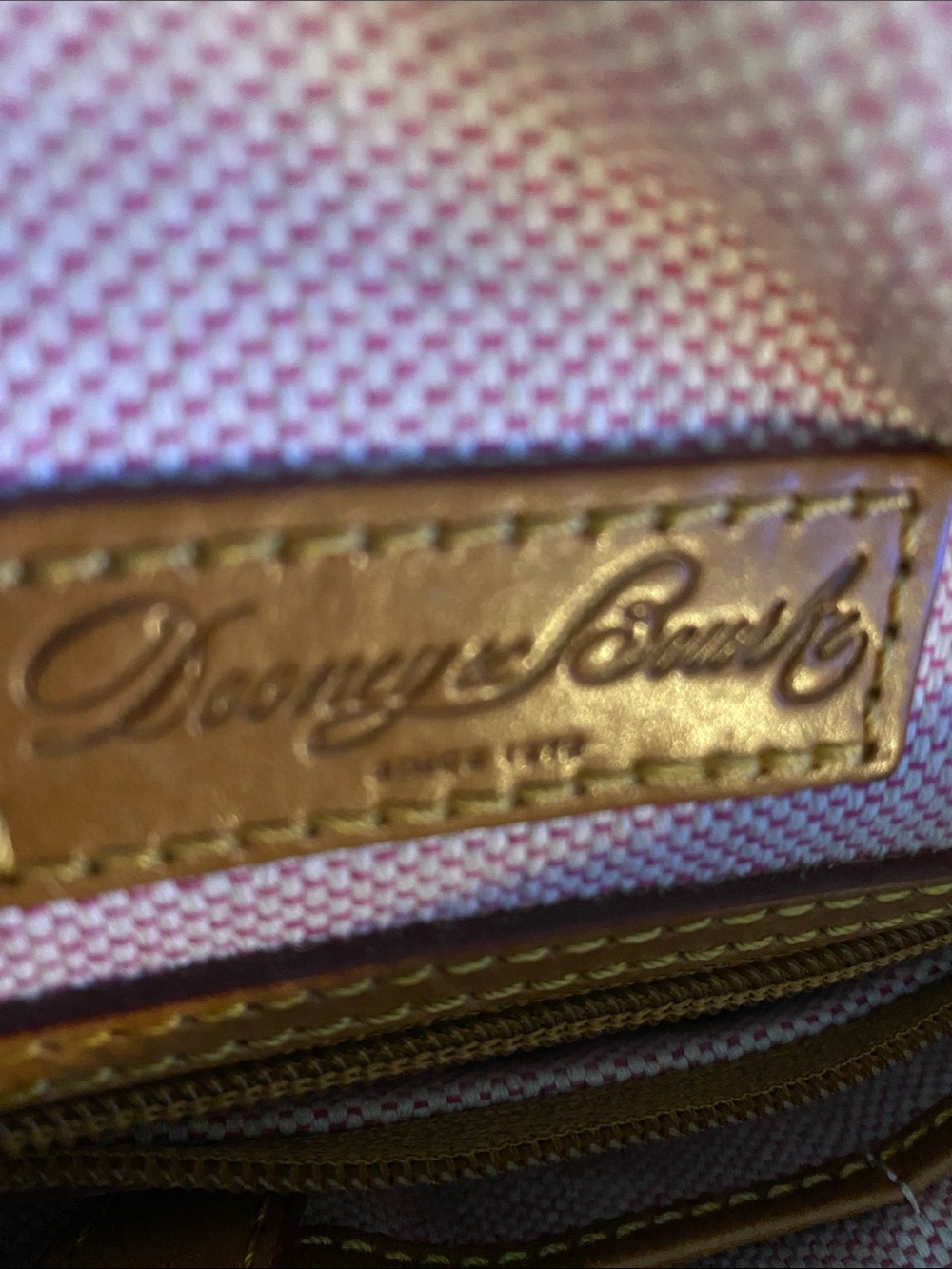 Dooney & Bourke Black Leather Satchel with Tan Trim and Gold Hardware - Picture 10 of 16